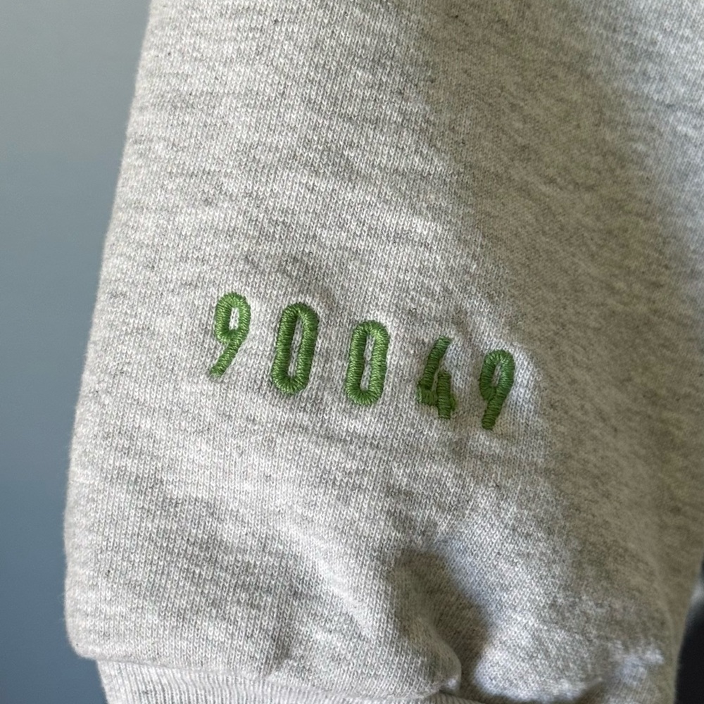 Gray “Rich Mom Brentwood” Tinx Sweatshirt with Teal and Green Text - Picture 5 of 8